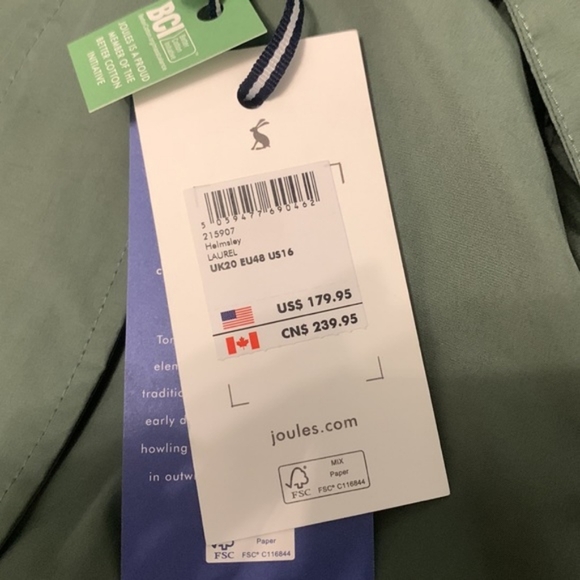 Joules Women's Waterproof Raincoat in Sage Green Size 16 - Picture 12 of 12